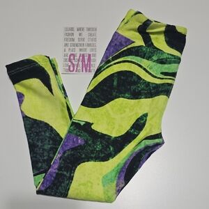LuLaRoe Kids Leggings - Lime and Violet Swirl